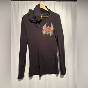 Ladies, long sleeve, hooded top size large
